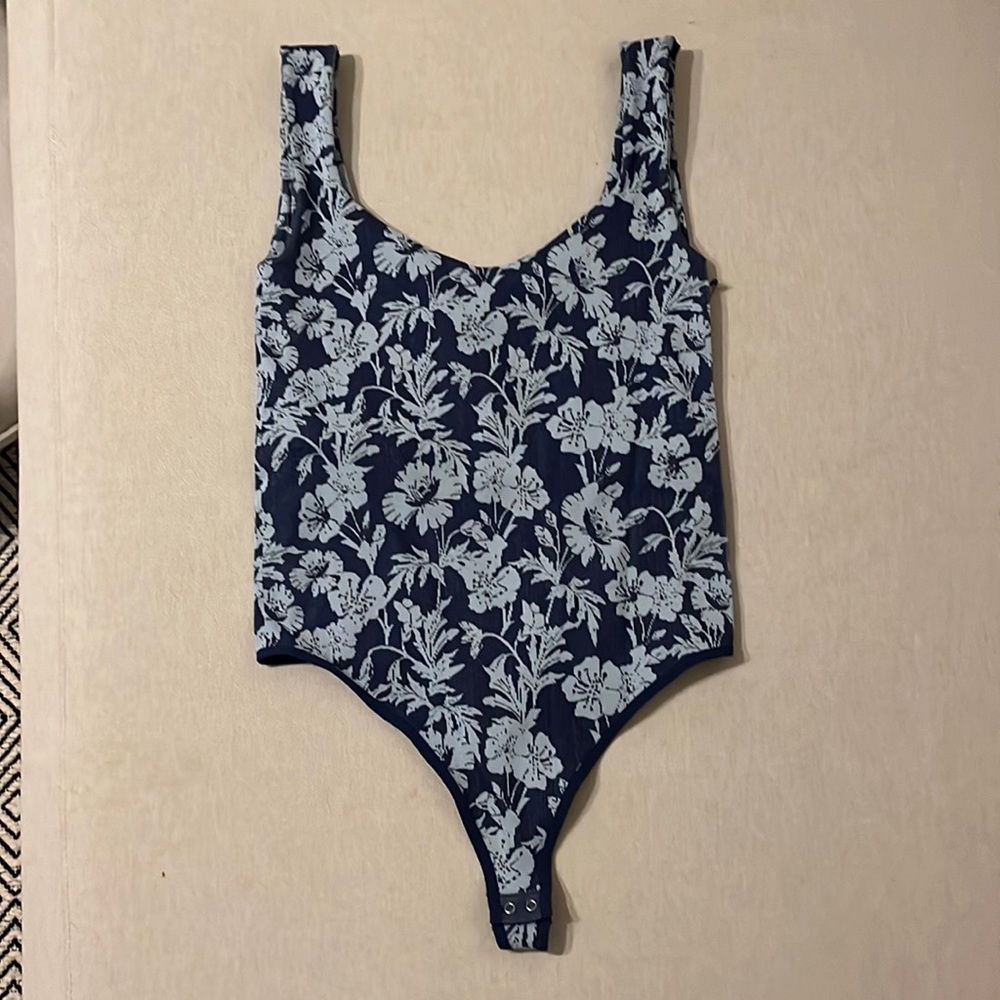 FP Intimately Blue Floral Body Suit Women’s M/L